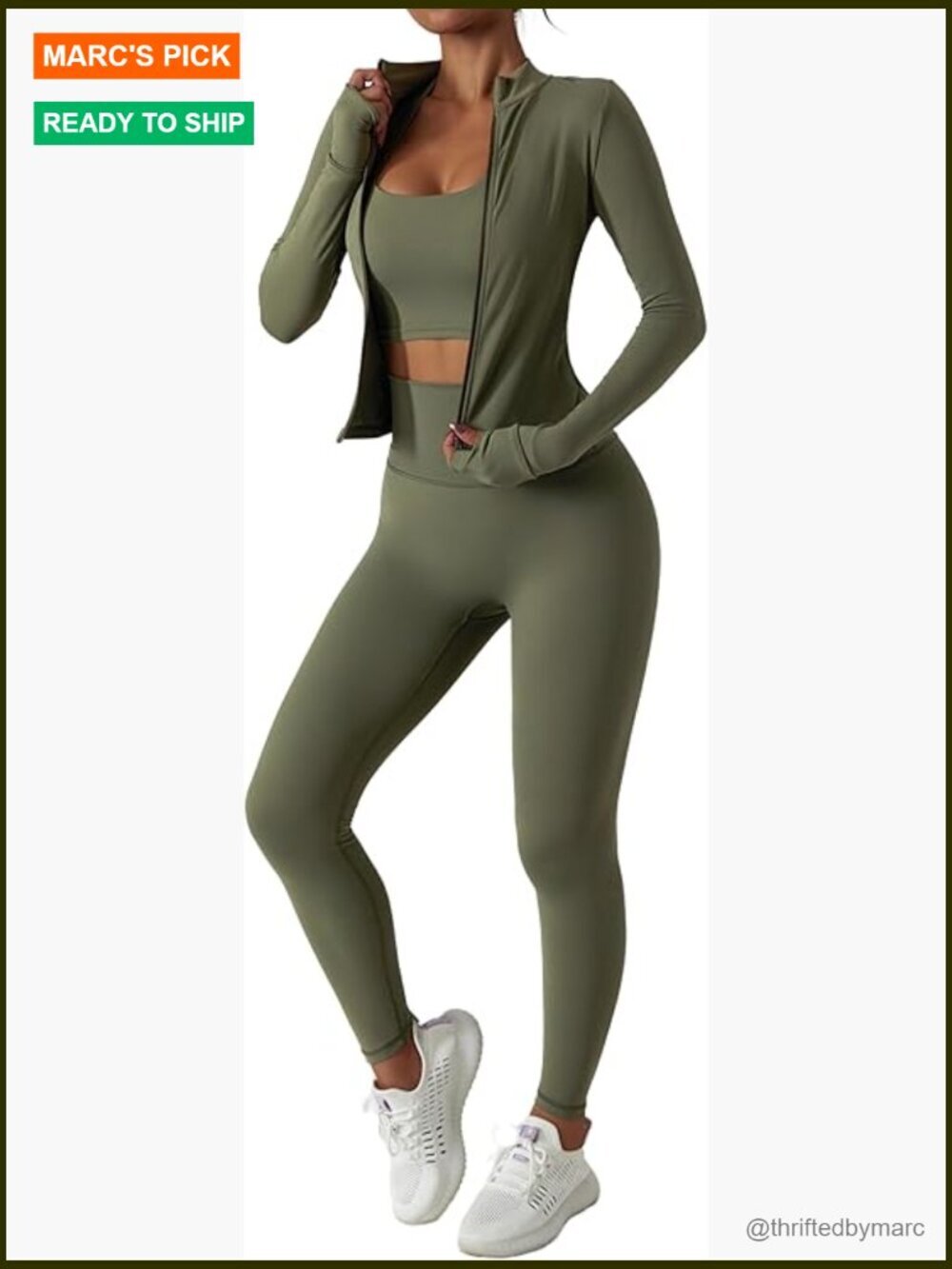 X-Large Slim Fit Workout Set Long Sleeve Zip Jacket High Waist Leggings